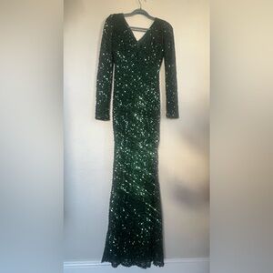 Altar'd State Sparkling Emerald Long Sleeve Dress